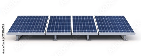 Fototapeta A series of solar panels arranged in a row, designed for harnessing solar energy, featuring a sleek and modern design.