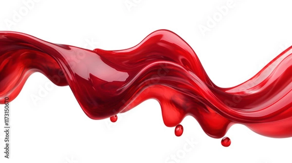 Fototapeta red liquid dripping isolated on white transparent background