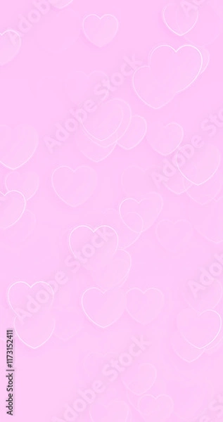 Fototapeta 4k pink tiny small hearts vertical background. Abstract love dynamic 3d BG. Soft light blank background. Valentines pattern. Elegant neumorphism. Happy Valentine's Day card. Wedding romantic wallpaper