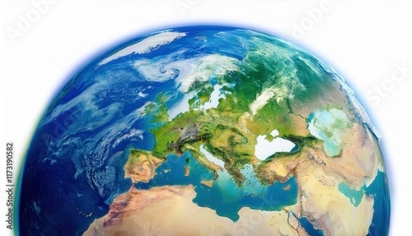 Obraz Stunning Earth Day View of Europe Asia Africa Intersection Highlighting Mediterranean Basin Black Sea and Diverse Terrains from Space