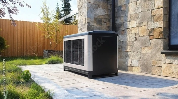 Fototapeta Big Backup Natural Gas Generator for House Building Outdoor