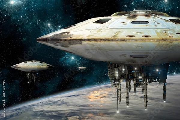 Fototapeta mothership001h - Elements of this image furnished by NASA.