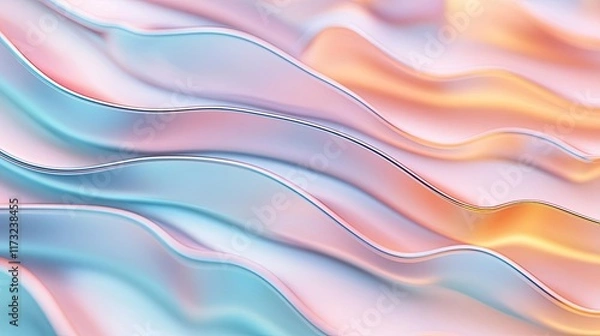 Fototapeta Waves abstract background concept. A vibrant and smooth composition of flowing waves in pastel colors, conveying motion.