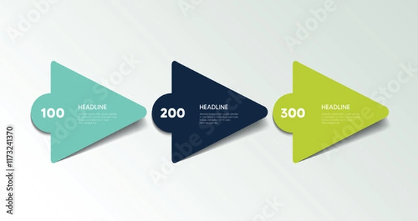 Obraz 3 step arrow template for presentation. 3 steps options, elements, infographic.