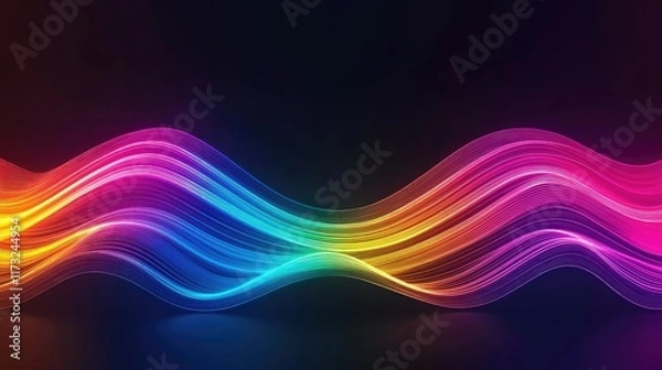 Fototapeta Waves abstract background concept. Vibrant abstract wave patterns in bright colors on a dark background.