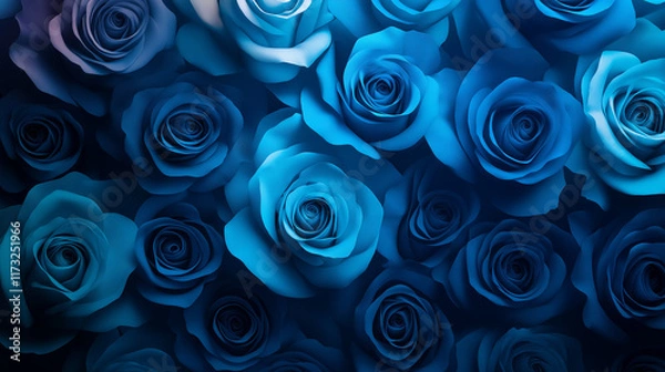 Obraz Abstract Floral Artwork Featuring Gradient Blue Roses