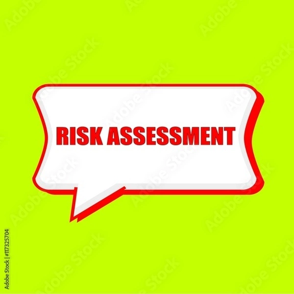 Fototapeta risk assessment red wording on Speech bubbles Background Yellow lemon