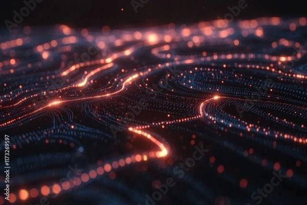 Fototapeta Digital grid inspiration vibrant tech landscape abstract artistry futuristic design virtual environment close-up perspective