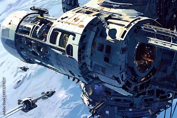 Obraz space station a detailed illustration of a space station with as