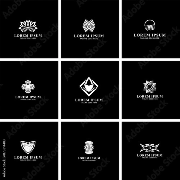 Fototapeta Luxurious geometric logo design collection