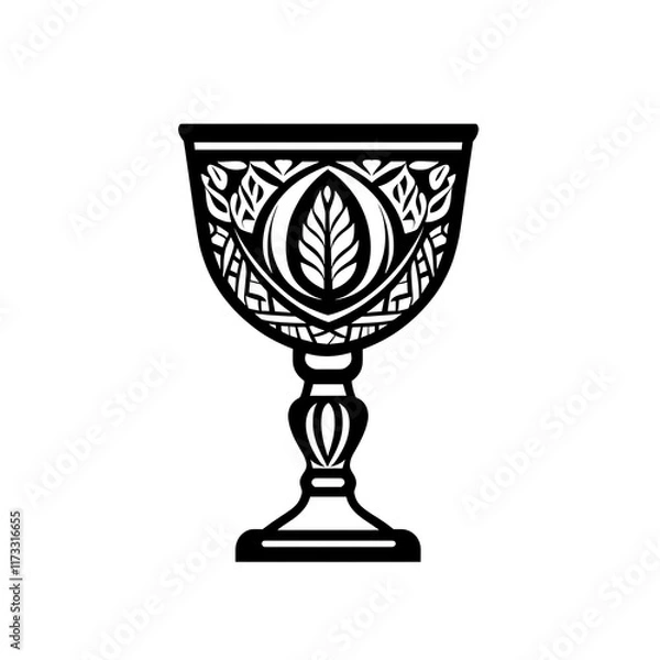 Obraz Ornate, stylized goblet with leaf.