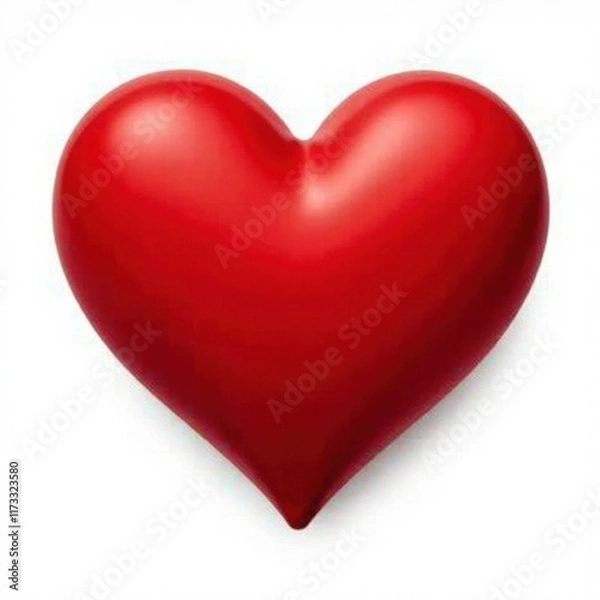Fototapeta Classic, perfectly formed red heart shape Vector graphic, isolated on white , simple, shiny, love
