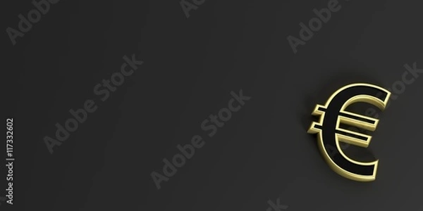 Obraz Euro symbol on black background - copy space.. 3d illustration	