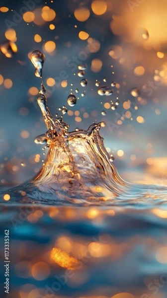 Fototapeta A splash of water with a splash of light. The splash is in the middle of the image