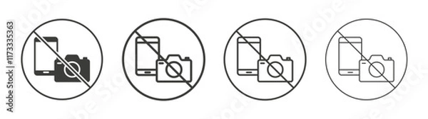 Fototapeta Photo and phone forbidden signs flat and linear vector illustration on white background.