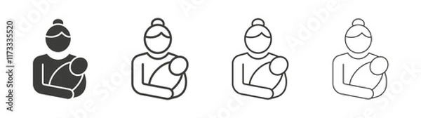Fototapeta Postnatal care icon flat and linear vector illustration on white background.