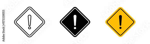 Fototapeta Warning signs flat and linear vector illustration on white background. with exclamation point