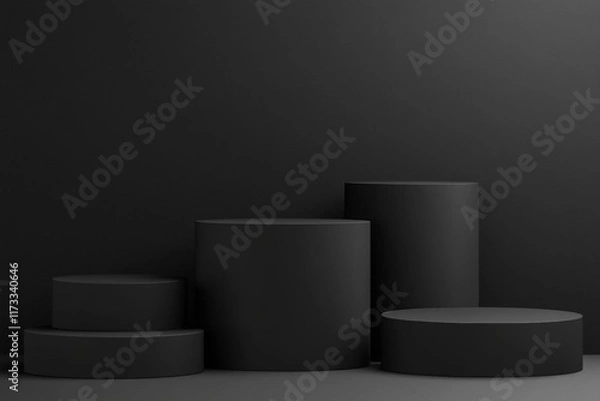 Obraz Abstract Dark Black Geometric Cylindrical Display Stand