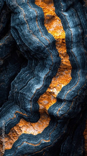 Fototapeta Textured geological strata with vibrant colors and intricate patterns