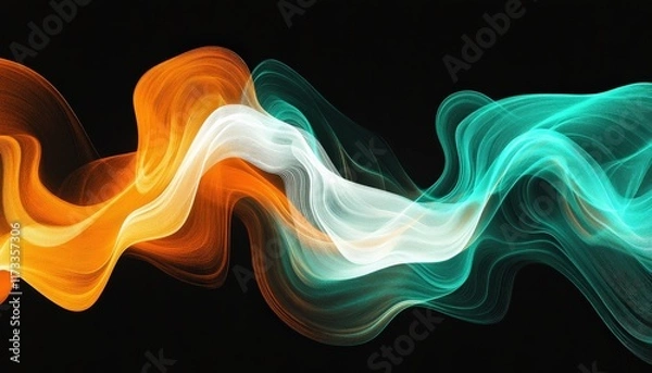 Fototapeta Abstract Orange Teal White Wave Flowing Lines Background Design