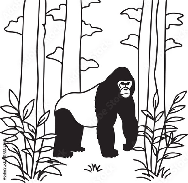 Obraz gorilla silhouette vector art