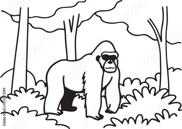 Obraz gorilla silhouette vector art