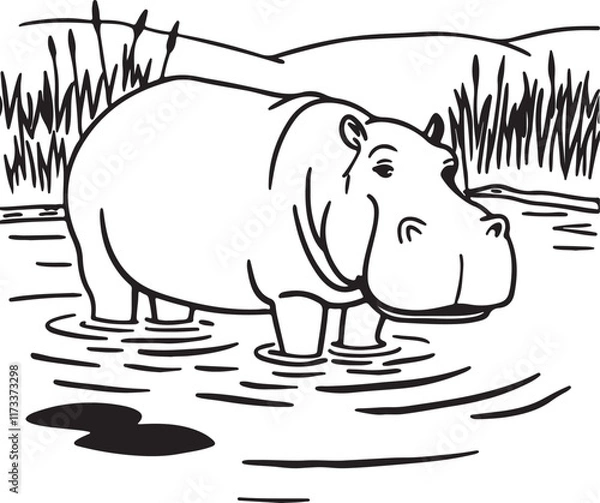 Obraz hippopotamus silhouette vector art