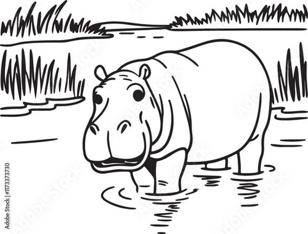 Obraz hippopotamus silhouette vector art