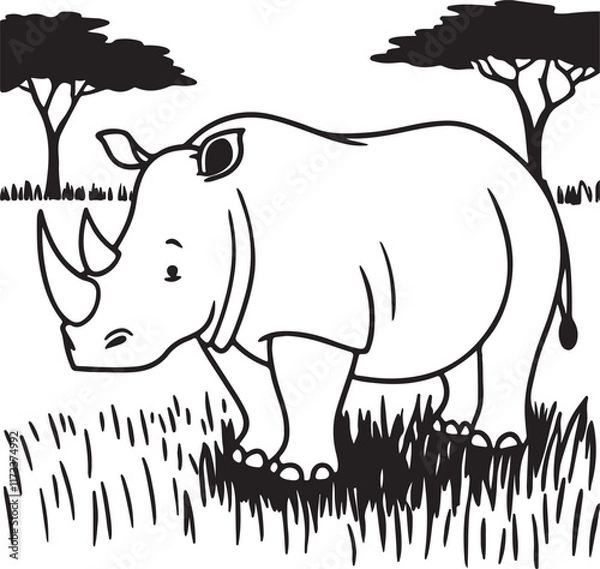 Obraz rhinoceros silhouette vector art