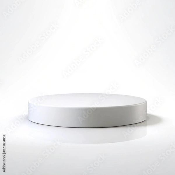 Fototapeta A sleek white rounded podium on a pure pink podium stand for product presentation white background
