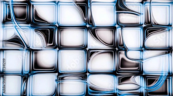 Fototapeta Abstract swirling grid pattern, digital art background, perfect for website design or tech presentations.