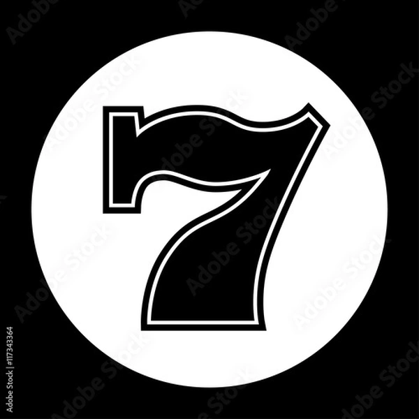 Obraz Slot machine seven icon black and white vector illustration
