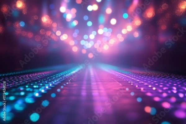 Fototapeta A stunning abstract background featuring colorful bokeh and dynamic light trails. Ideal for creative projects, showcasing vibrant energy and an artistic essence.