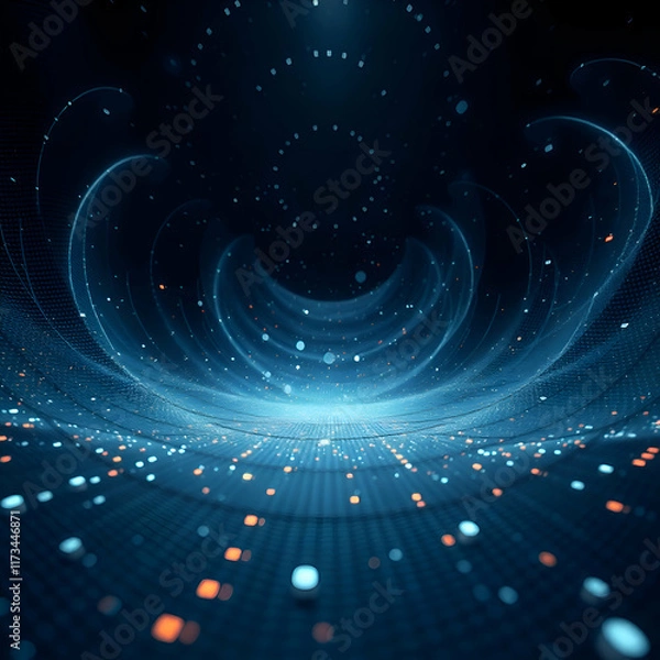 Fototapeta "Cybernetic Horizons and Luminous Data Streams in a Futuristic Realm
