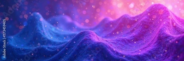 Fototapeta Iridescent purple and blue gradient background with swirling patterns, nebula, blue
