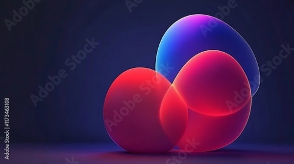 Fototapeta Abstract Red and Blue Ovoid Shapes on Dark Background