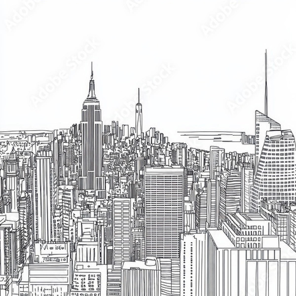 Obraz Simple New York Skyline Coloring Page for Adults