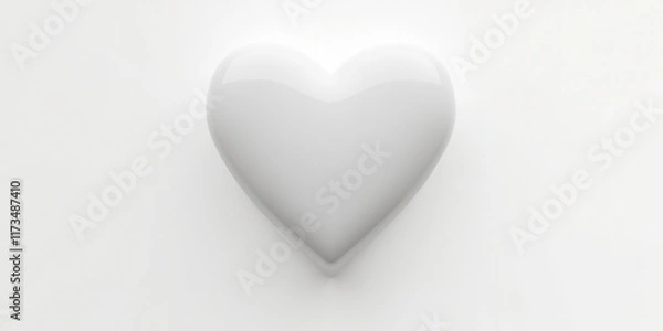 Fototapeta Minimalist White 3D Heart, Simple Background