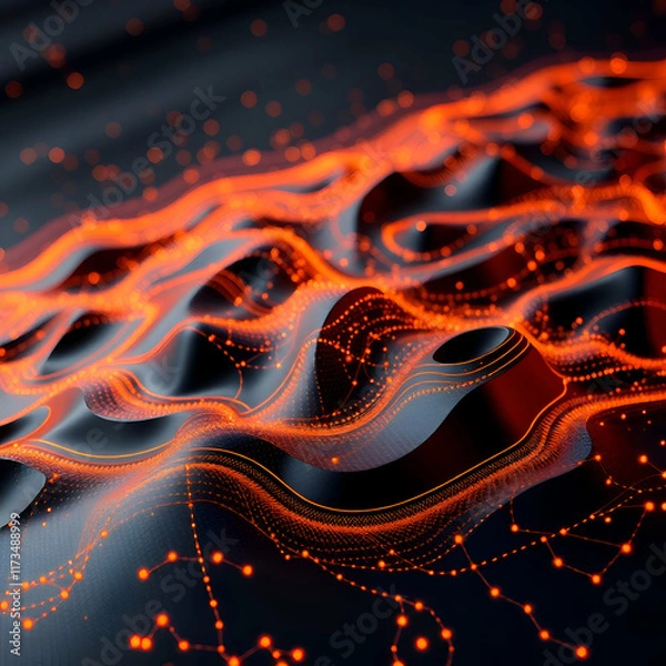 Fototapeta Neon Currents and Futuristic Waves of Digital Connectivity