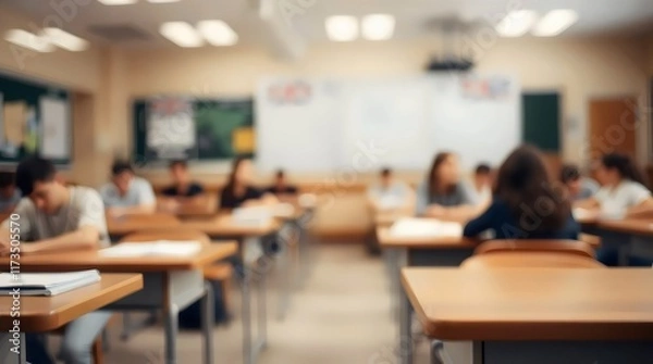 Fototapeta Blurred Classroom Background  for Educational and Academic Content