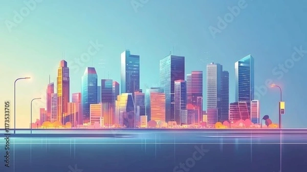 Fototapeta Exploring the smart city concept and innovative communication networks in digital transformation