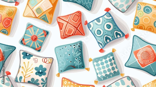 Fototapeta Modern Pillows Seamless Pattern Design for Creative Projects