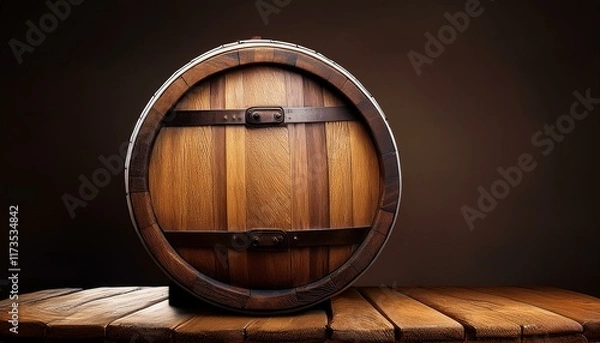 Obraz rustic wooden barrels on a simple background for various uses