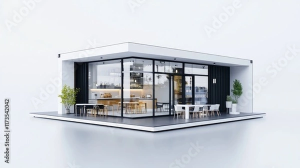 Obraz Minimal isometric cafe and restaurant container design Digital 3D rendering