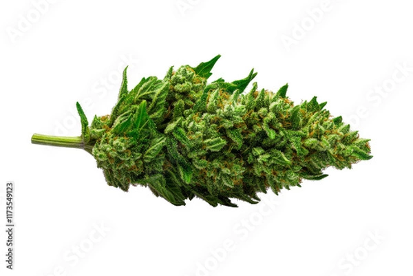 Fototapeta A close-up of a green cannabis flower, showcasing its dense buds and rich texture.