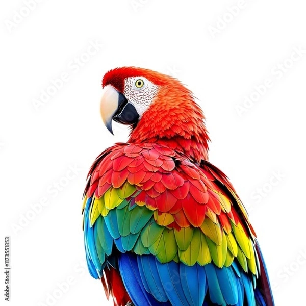 Fototapeta Minimalistic Scarlet Macaw on White Background