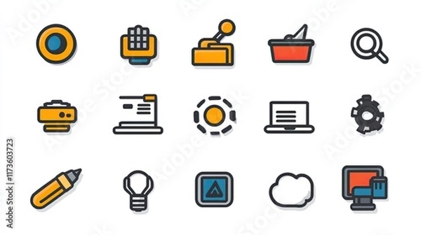 Fototapeta Technical support line icon set -