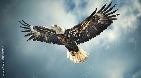 Obraz A majestic eagle soaring in the sky, with a mockup at the center of the wall. full ultra hd, high resolution