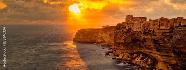 Obraz Island corsica near citadelle bonifacio at sunset - travel concept