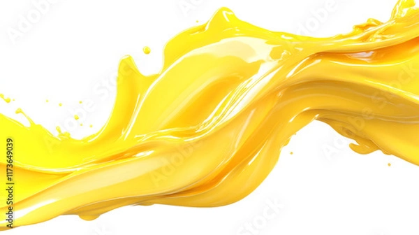 Fototapeta Yellow splashing liquid on transparent background